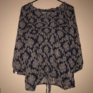 Maurice’s Blue & Gray Floral Blouse